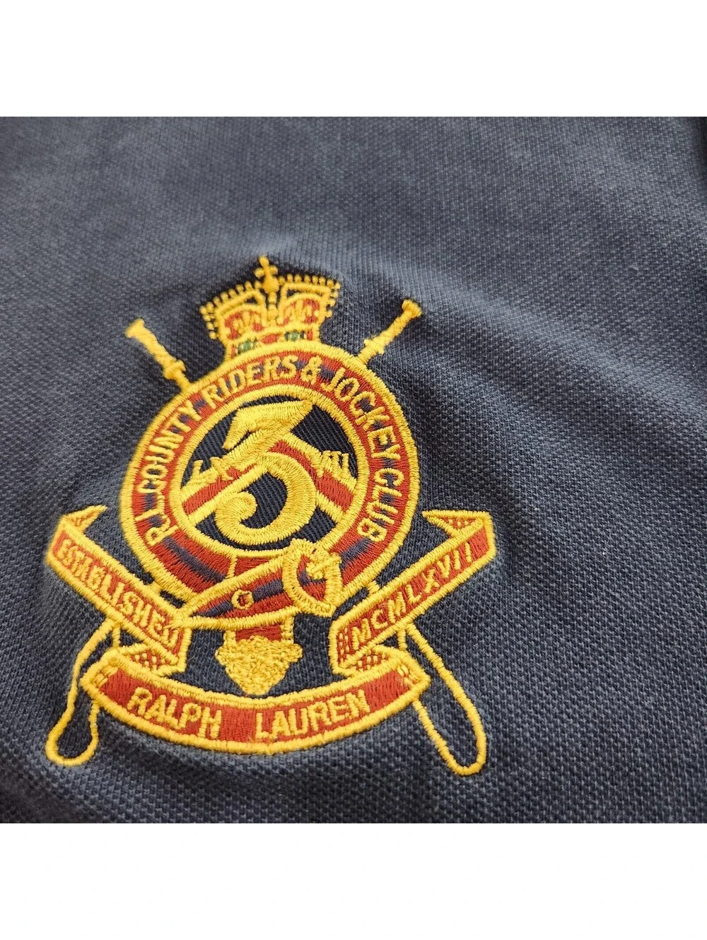 Polo Ralph Lauren Big Pony Colorblock Crest Polo Shirt Blue Red Gold Men XL